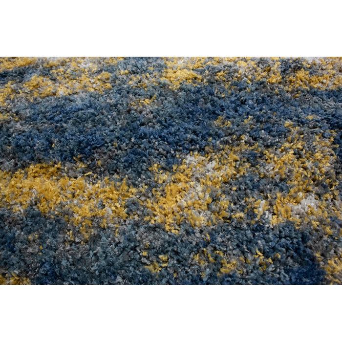 17 Stories Alban Performance Blue/Gold Rug & Reviews Wayfair